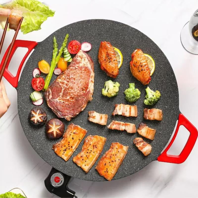 AORAN KITCHEN 1500W Portable Electric Korean BBQ Grill Indoor Smokeless Non-Stick Grill Pan Adjustable Temperature Control Universal Fry Griddle for Home Cooking