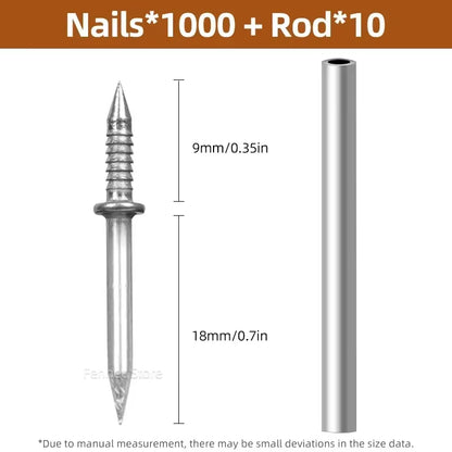 200/400/500/1000Pcs Double-Head Seamless Installation Nail with Sleeve Skirting Thread Metal Non-Marking Nails Rust-Proof