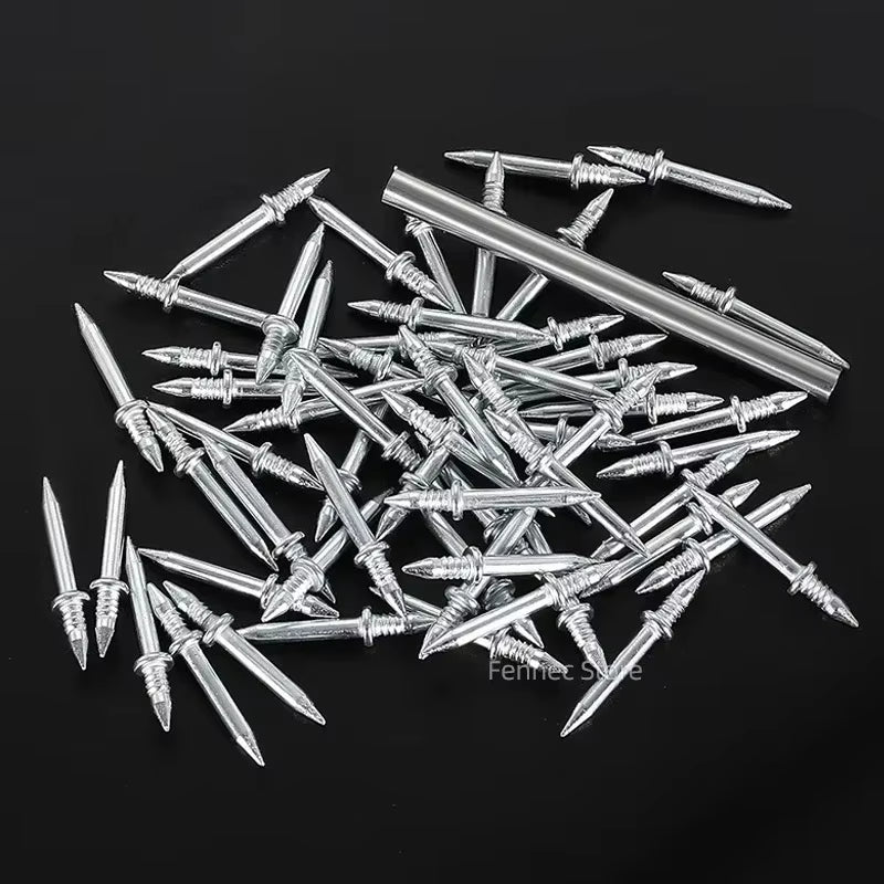 200/400/500/1000Pcs Double-Head Seamless Installation Nail with Sleeve Skirting Thread Metal Non-Marking Nails Rust-Proof