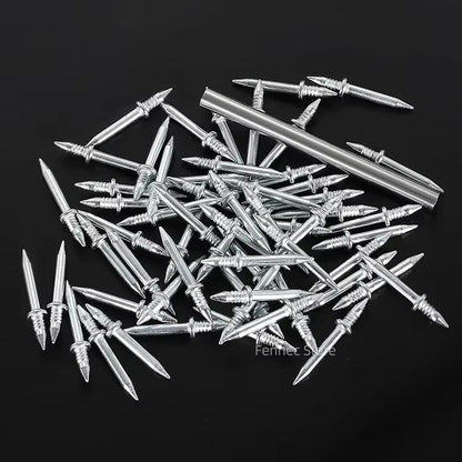 200/400/500/1000Pcs Double-Head Seamless Installation Nail with Sleeve Skirting Thread Metal Non-Marking Nails Rust-Proof