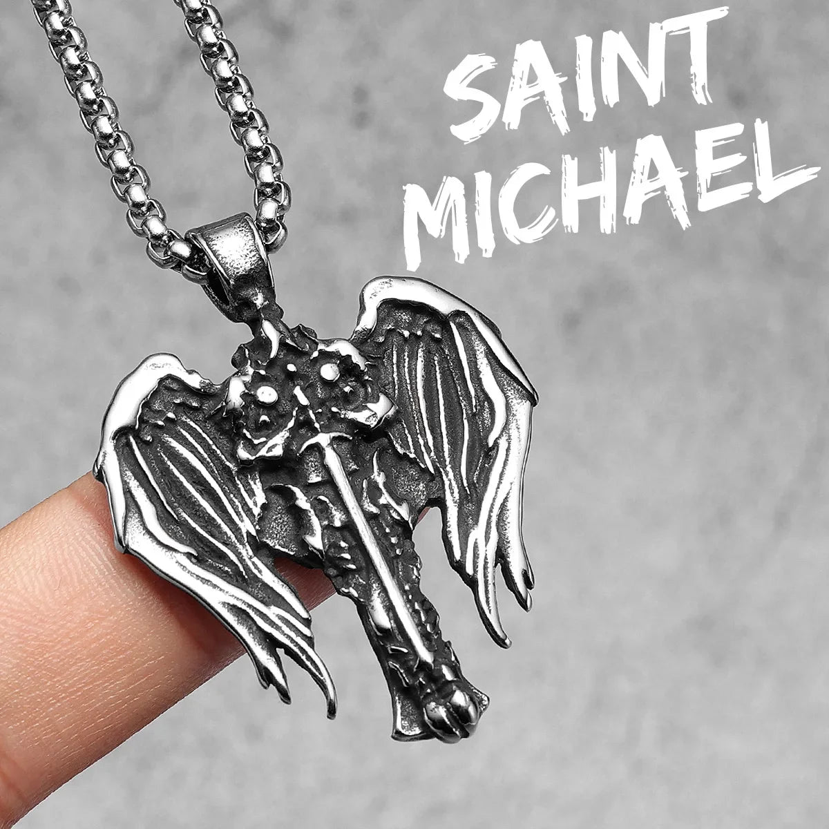 Arch Angel St.Michael Cross Wing Stainless Steel Men Necklaces Pendant Chain Amulet For Women Fashion Jewelry Gift Wholesale
