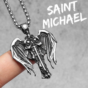 Arch Angel St.Michael Cross Wing Stainless Steel Men Necklaces Pendant Chain Amulet For Women Fashion Jewelry Gift Wholesale
