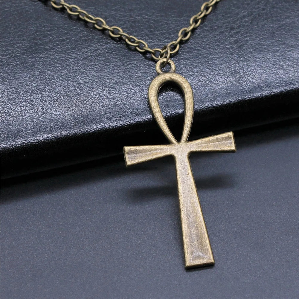 Simple Classic Fashion Cross Egyptian Ankh Life Symbol Pendant Short Long Chain Necklaces Jewelry For Women Men