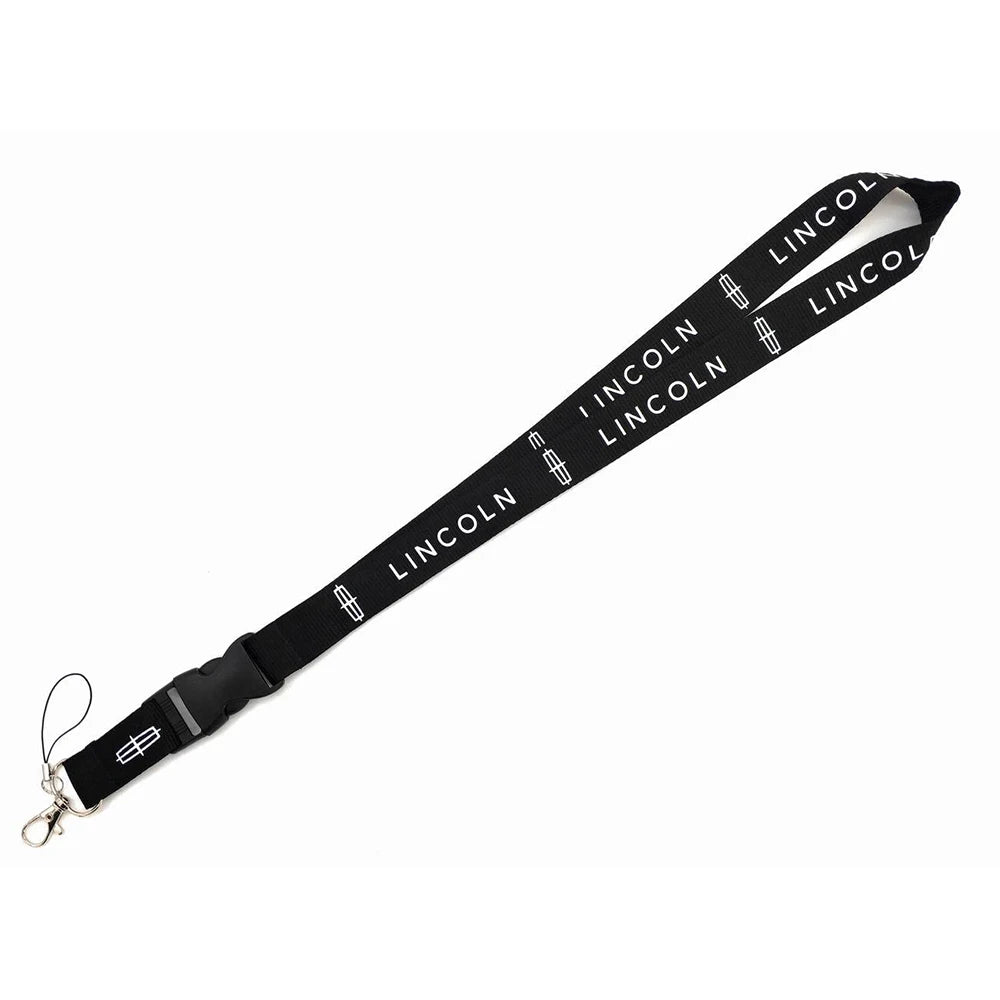 1pcs Double-sided logo cell phone Hanging work lanyard car keychain for Lincoln auto accessories pendant men gift key ring