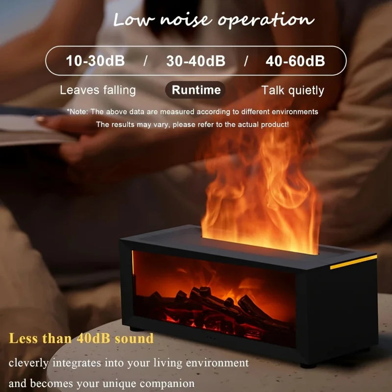Fireplace Flame Diffuser, 9.47oz Cool Mist Humidifier with Remote, Timer, USB Power, 2 Essential Oils, 7 Color Lights, Ideal for