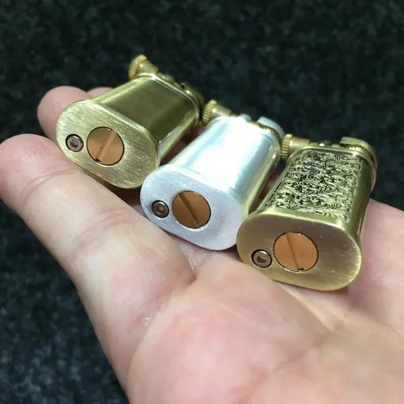 Tang Grass Vintage Flint Kerosen Lighters Flame Retro Metal Grinding Wheel Petrol  Cigarette Cool Lighters Creative Gadgets