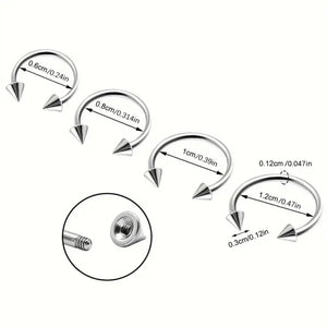 4pcs Simple Stainless Steel Nose Septum Ring Horseshoe Spiral Ear Screen Cartilage Earrings Lip  Eyebrow Piercing Jewelry Y2K