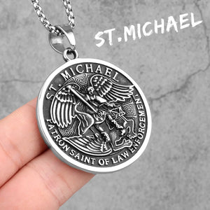 Arch Angel St.Michael Cross Wing Stainless Steel Men Necklaces Pendant Chain Amulet For Women Fashion Jewelry Gift Wholesale