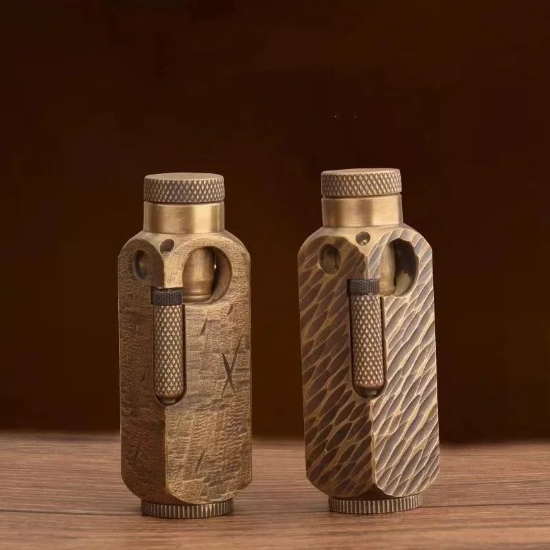 Hand-Made Brass Carved Trench  Lighter Flamidor Heavy Vintage  lighters Men's Smoking Gifts Collection