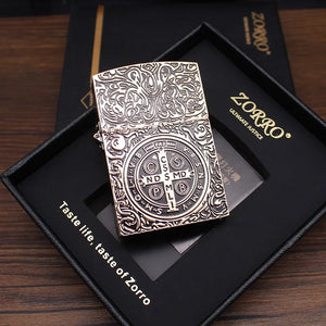 Authentic Zorro Retro High-End Waterproof Sealed Armor Constantine Kerosine Lighter Heavy Duty Metal kerosine Lighter Men's Gift
