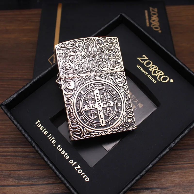 Authentic Zorro Retro High-End Waterproof Sealed Armor Constantine Kerosine Lighter Heavy Duty Metal kerosine Lighter Men's Gift