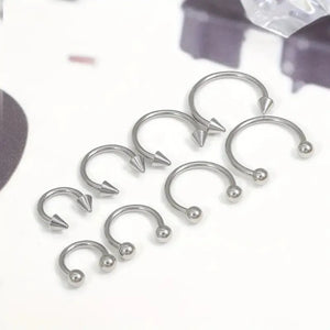 4pcs Simple Stainless Steel Nose Septum Ring Horseshoe Spiral Ear Screen Cartilage Earrings Lip  Eyebrow Piercing Jewelry Y2K