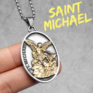 Arch Angel St.Michael Cross Wing Stainless Steel Men Necklaces Pendant Chain Amulet For Women Fashion Jewelry Gift Wholesale