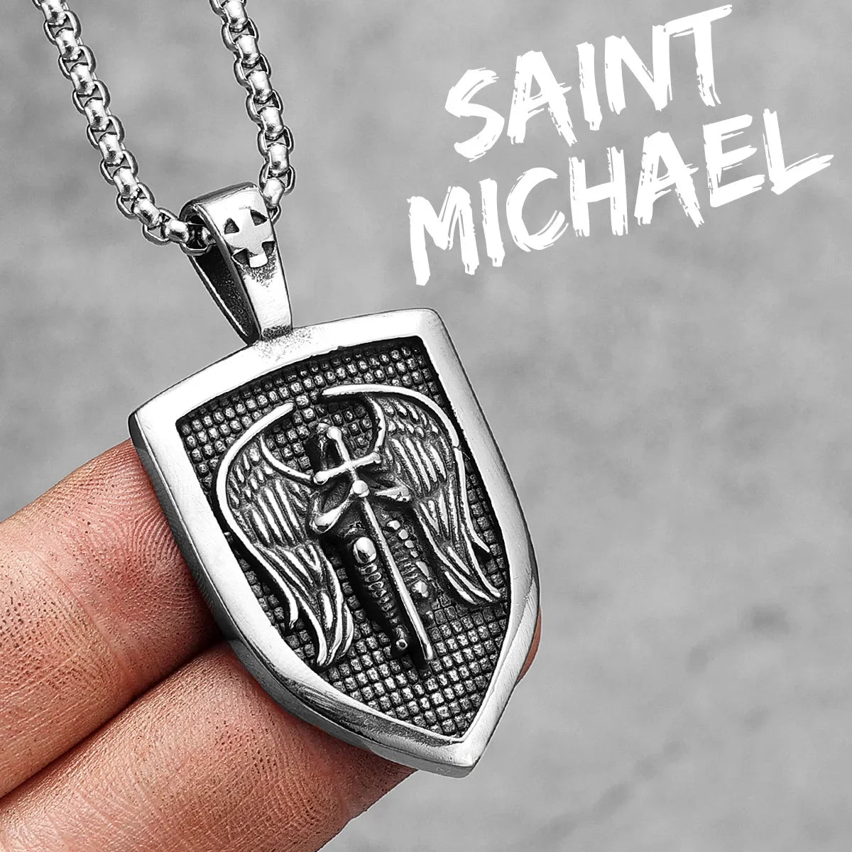 Arch Angel St.Michael Cross Wing Stainless Steel Men Necklaces Pendant Chain Amulet For Women Fashion Jewelry Gift Wholesale