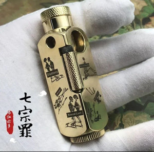 Hand-Made Brass Carved Trench  Lighter Flamidor Heavy Vintage  lighters Men's Smoking Gifts Collection