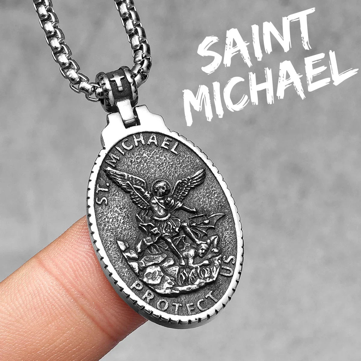 Arch Angel St.Michael Cross Wing Stainless Steel Men Necklaces Pendant Chain Amulet For Women Fashion Jewelry Gift Wholesale