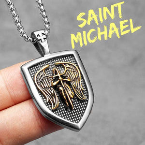 Arch Angel St.Michael Cross Wing Stainless Steel Men Necklaces Pendant Chain Amulet For Women Fashion Jewelry Gift Wholesale
