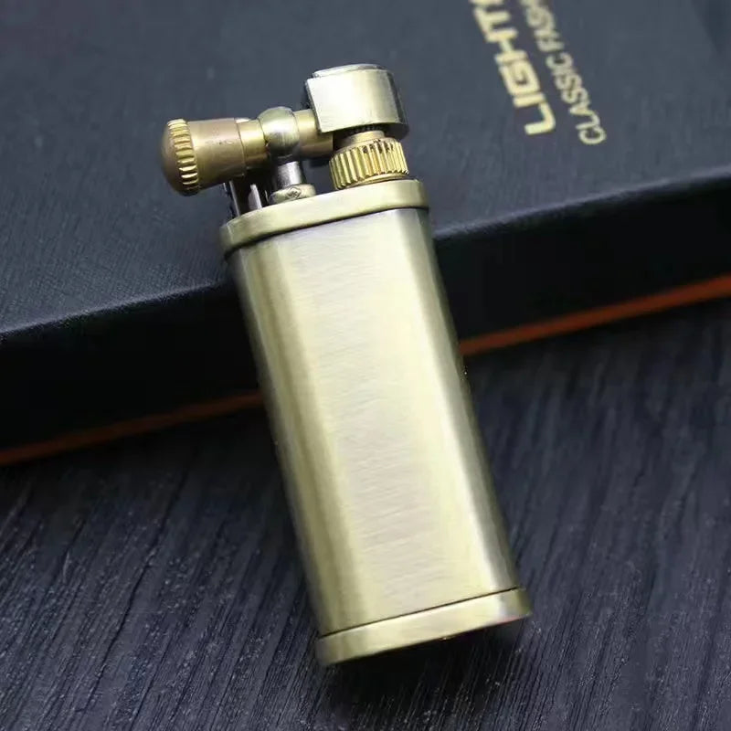 Tang Grass Vintage Flint Kerosen Lighters Flame Retro Metal Grinding Wheel Petrol  Cigarette Cool Lighters Creative Gadgets