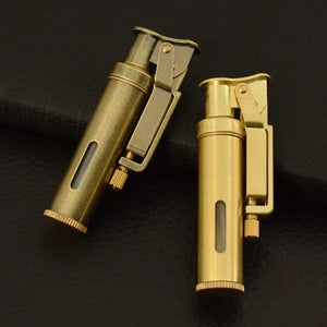 Copper Kerosene Lighter Visual Oil Tank One-key Ignition Retro Nostalgic Grinding Wheel Lighter Men's Smoking Gift Tool