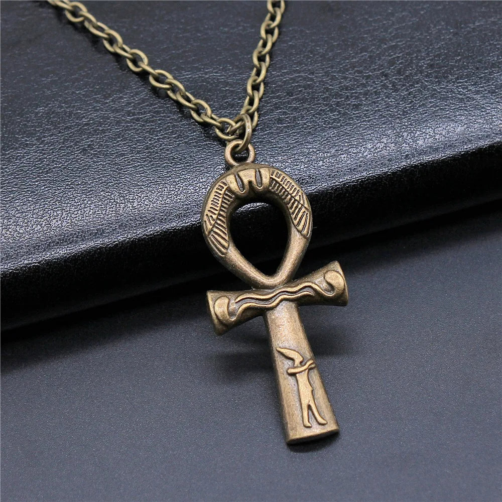 Simple Classic Fashion Cross Egyptian Ankh Life Symbol Pendant Short Long Chain Necklaces Jewelry For Women Men