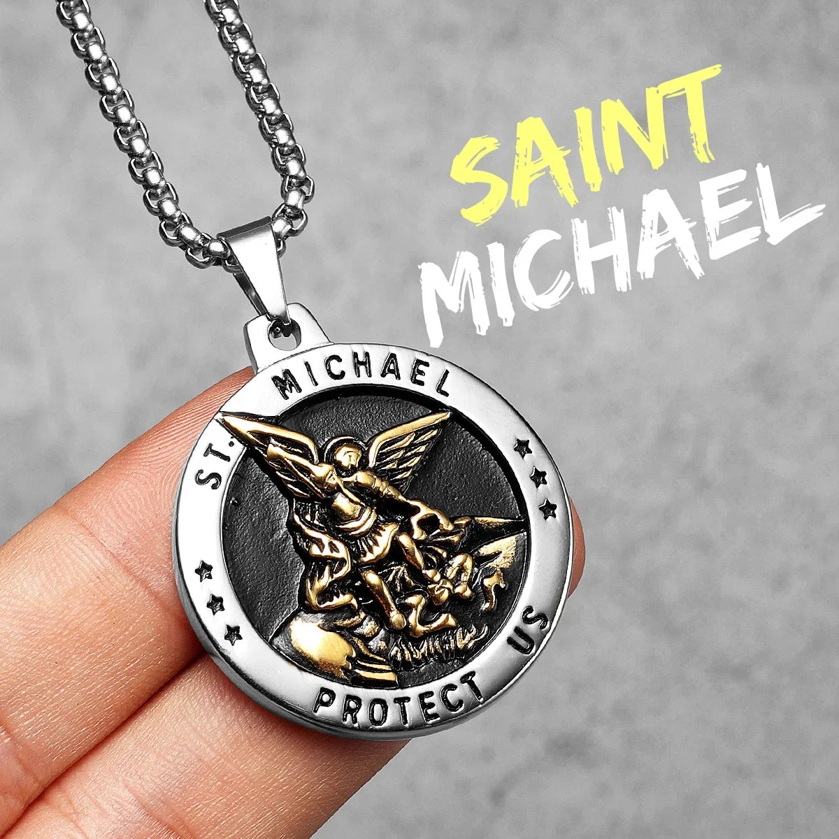 Arch Angel St.Michael Cross Wing Stainless Steel Men Necklaces Pendant Chain Amulet For Women Fashion Jewelry Gift Wholesale