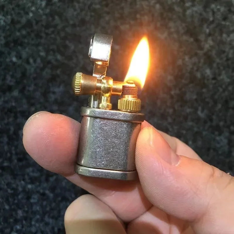 Tang Grass Vintage Flint Kerosen Lighters Flame Retro Metal Grinding Wheel Petrol  Cigarette Cool Lighters Creative Gadgets
