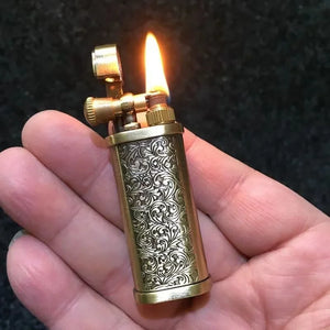 Tang Grass Vintage Flint Kerosen Lighters Flame Retro Metal Grinding Wheel Petrol  Cigarette Cool Lighters Creative Gadgets