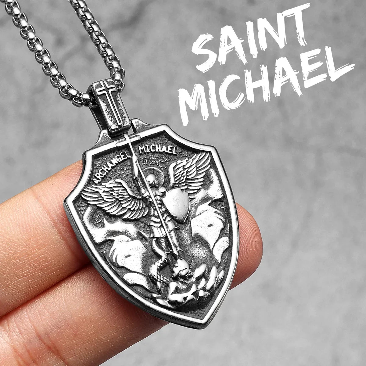 Arch Angel St.Michael Cross Wing Stainless Steel Men Necklaces Pendant Chain Amulet For Women Fashion Jewelry Gift Wholesale