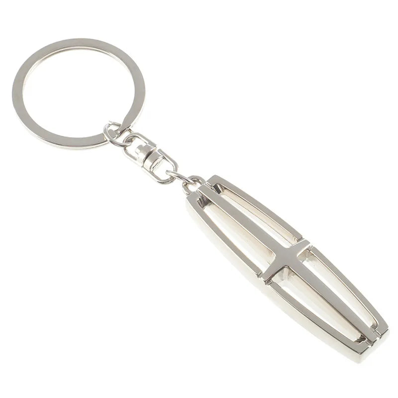 1pcs Double-sided logo cell phone Hanging work lanyard car keychain for Lincoln auto accessories pendant men gift key ring