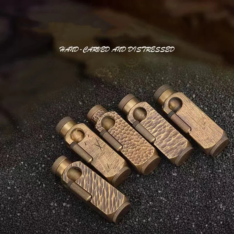 Hand-Made Brass Carved Trench  Lighter Flamidor Heavy Vintage  lighters Men's Smoking Gifts Collection