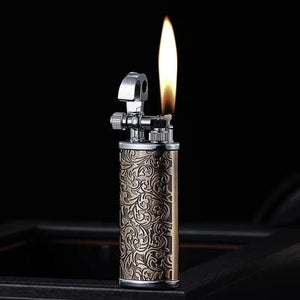 Tang Grass Vintage Flint Kerosen Lighters Flame Retro Metal Grinding Wheel Petrol  Cigarette Cool Lighters Creative Gadgets