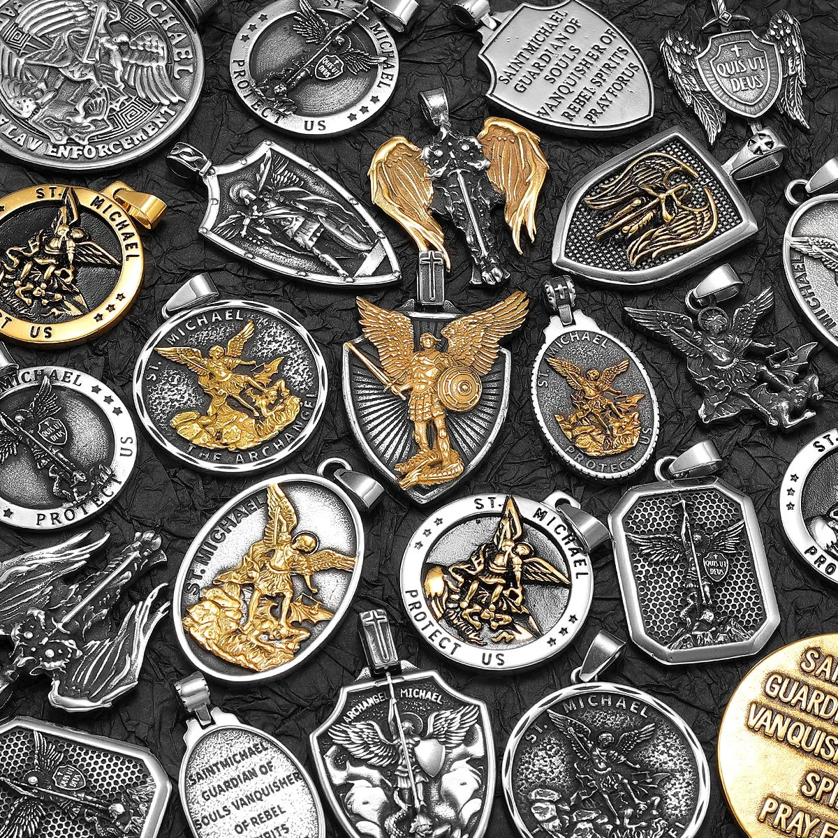 Arch Angel St.Michael Cross Wing Stainless Steel Men Necklaces Pendant Chain Amulet For Women Fashion Jewelry Gift Wholesale