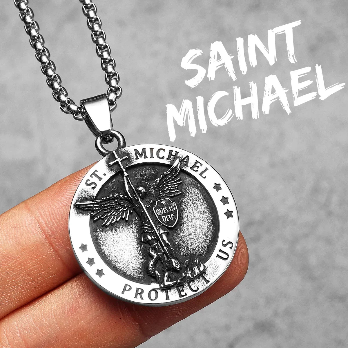 Arch Angel St.Michael Cross Wing Stainless Steel Men Necklaces Pendant Chain Amulet For Women Fashion Jewelry Gift Wholesale
