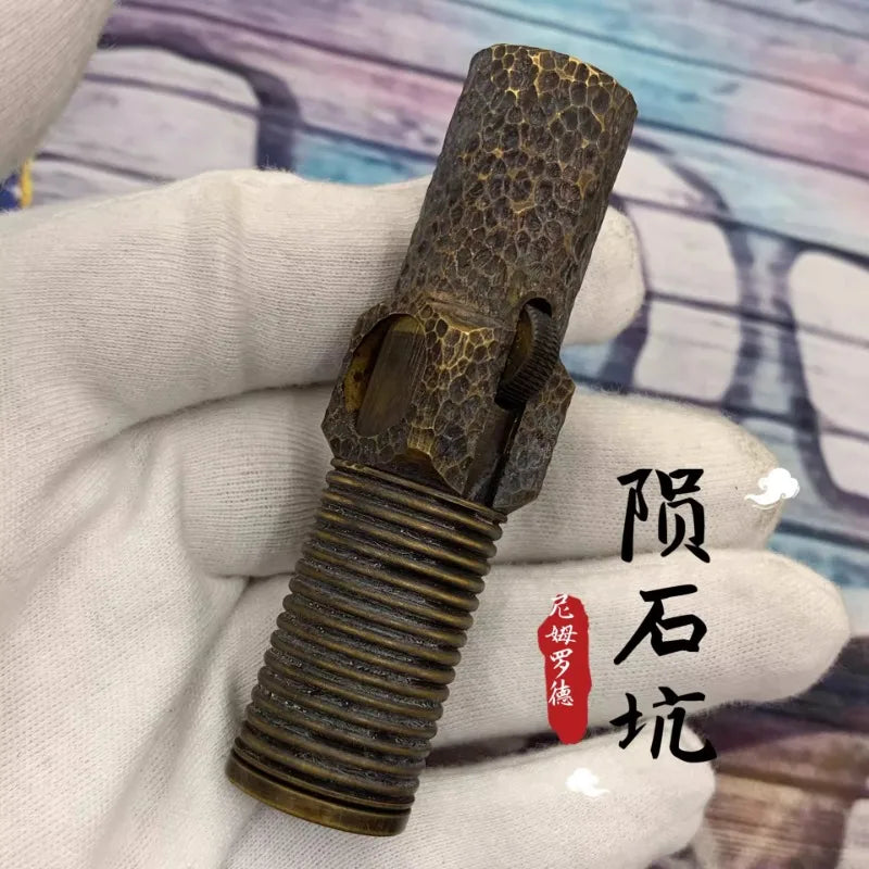 Original Handmade Brass Various Unique Shapes Retro Pure Copper Lighter Collection, Antique Pipe Machine