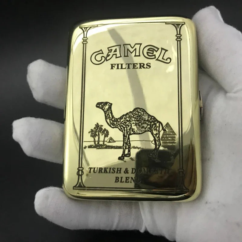 Portable Retro Brass Carved Cigarette Case: Metal Material, Holds 16 Sticks, Tobacco Storage Box Cigarette Holder, Smoking Tools