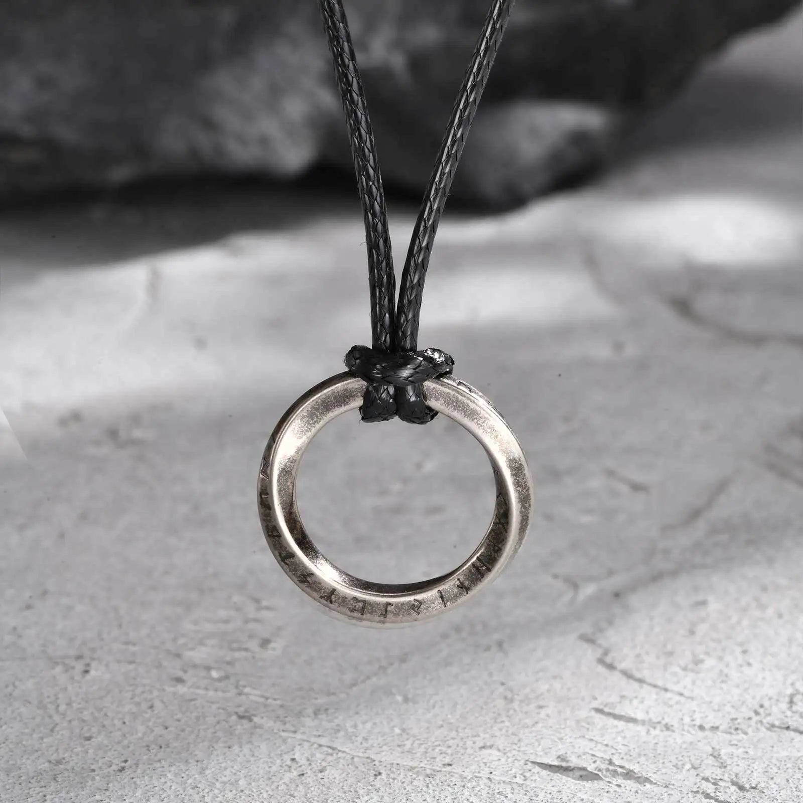 Vicking Round Mobius Necklace for Men,Stainless Steel Pendant with Black Wax Rope,Classic Jewelry Gift to Husband Father Son