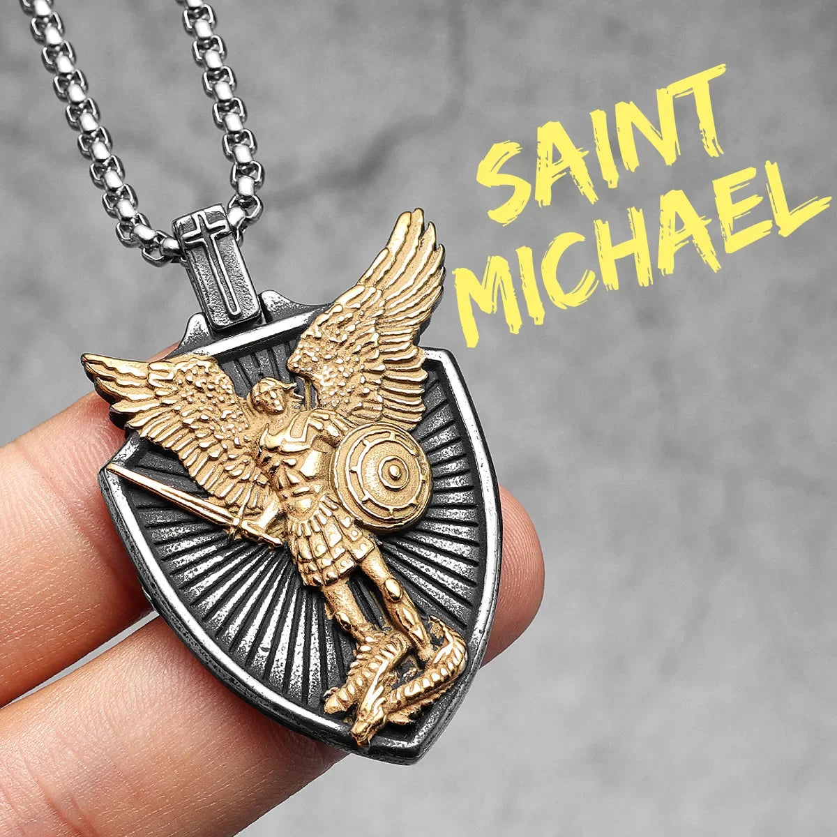 Arch Angel St.Michael Cross Wing Stainless Steel Men Necklaces Pendant Chain Amulet For Women Fashion Jewelry Gift Wholesale