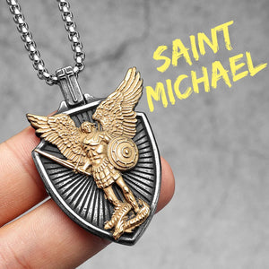 Arch Angel St.Michael Cross Wing Stainless Steel Men Necklaces Pendant Chain Amulet For Women Fashion Jewelry Gift Wholesale