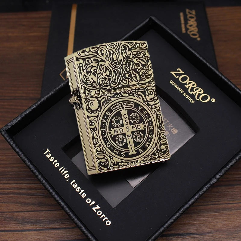 Authentic Zorro Retro High-End Waterproof Sealed Armor Constantine Kerosine Lighter Heavy Duty Metal kerosine Lighter Men's Gift