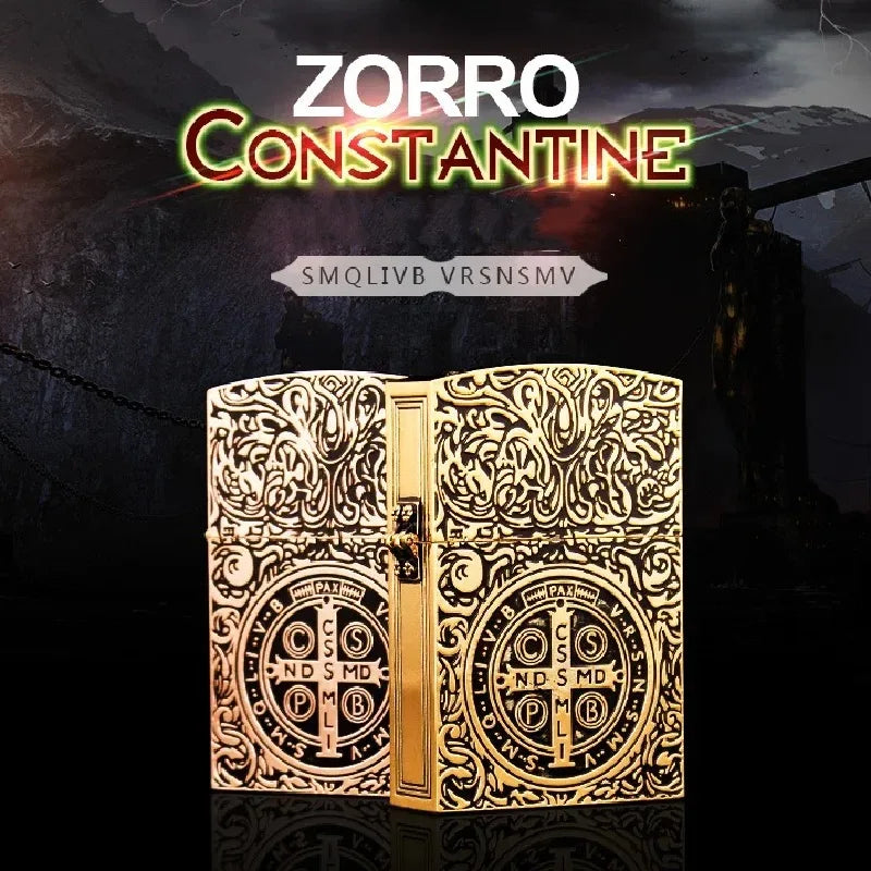 Authentic Zorro Retro High-End Waterproof Sealed Armor Constantine Kerosine Lighter Heavy Duty Metal kerosine Lighter Men's Gift