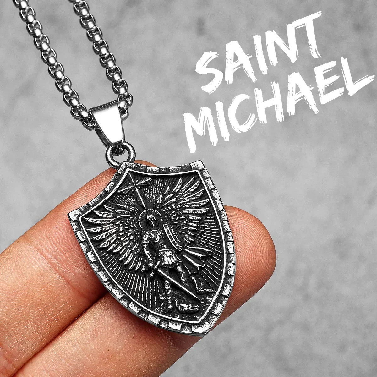 Arch Angel St.Michael Cross Wing Stainless Steel Men Necklaces Pendant Chain Amulet For Women Fashion Jewelry Gift Wholesale