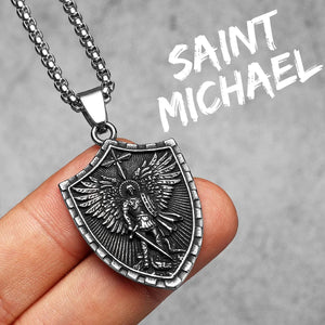 Arch Angel St.Michael Cross Wing Stainless Steel Men Necklaces Pendant Chain Amulet For Women Fashion Jewelry Gift Wholesale