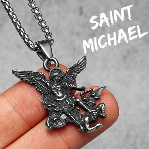 Arch Angel St.Michael Cross Wing Stainless Steel Men Necklaces Pendant Chain Amulet For Women Fashion Jewelry Gift Wholesale