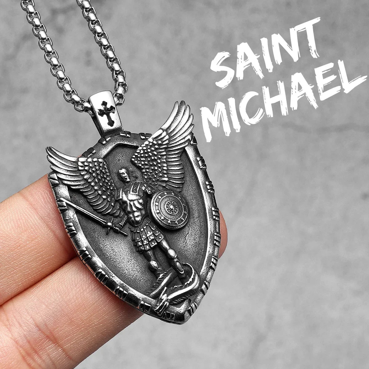 Arch Angel St.Michael Cross Wing Stainless Steel Men Necklaces Pendant Chain Amulet For Women Fashion Jewelry Gift Wholesale