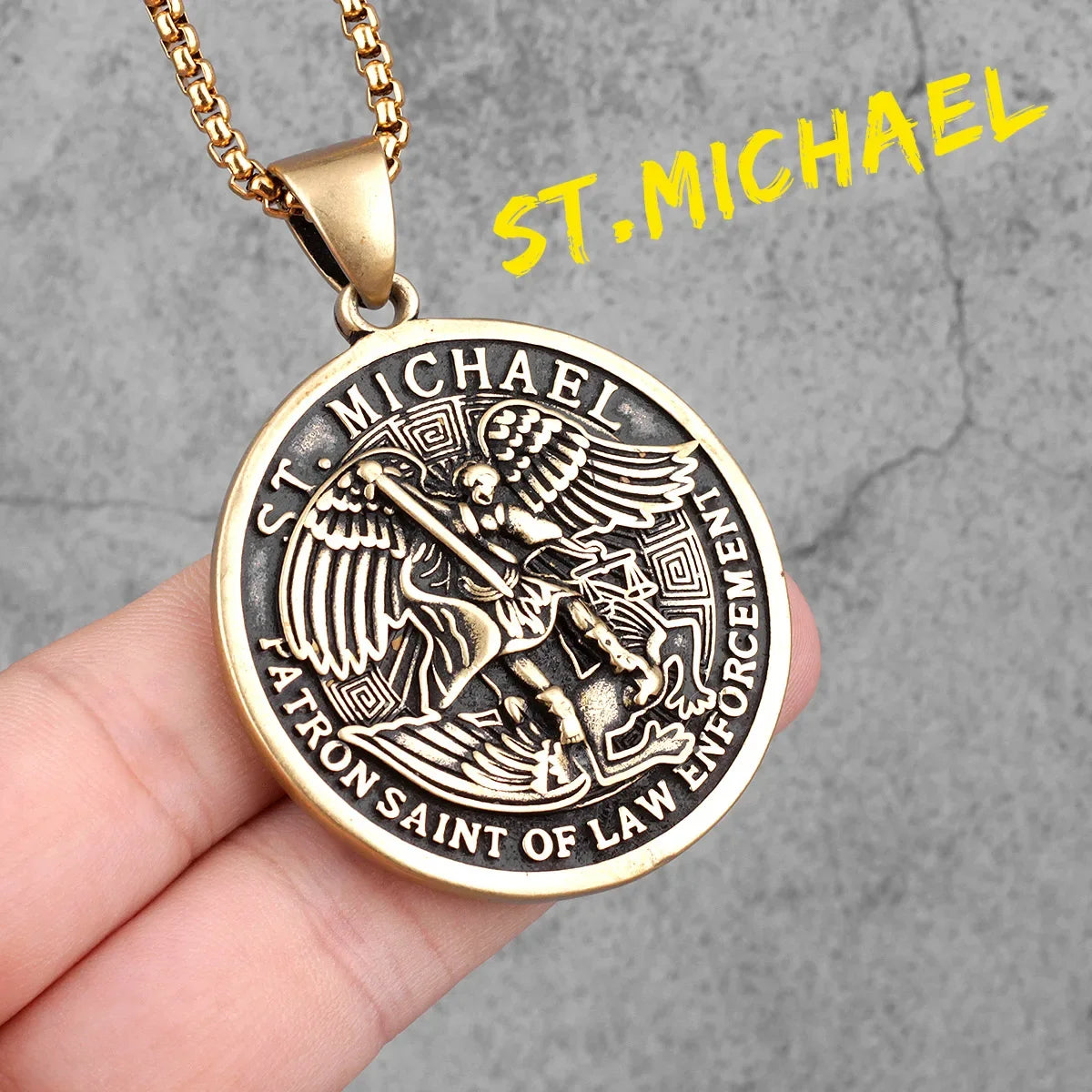Arch Angel St.Michael Cross Wing Stainless Steel Men Necklaces Pendant Chain Amulet For Women Fashion Jewelry Gift Wholesale