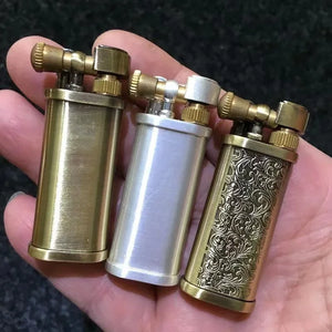 Tang Grass Vintage Flint Kerosen Lighters Flame Retro Metal Grinding Wheel Petrol  Cigarette Cool Lighters Creative Gadgets
