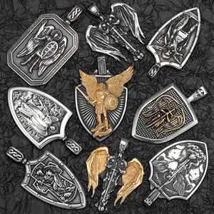 Arch Angel St.Michael Cross Wing Stainless Steel Men Necklaces Pendant Chain Amulet For Women Fashion Jewelry Gift Wholesale
