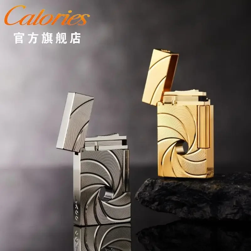Calories High-End Atmospheric Brass Grinding Wheel Ignition Lighter with Butane Gas Side Rub Ignition High-End Men's Gift