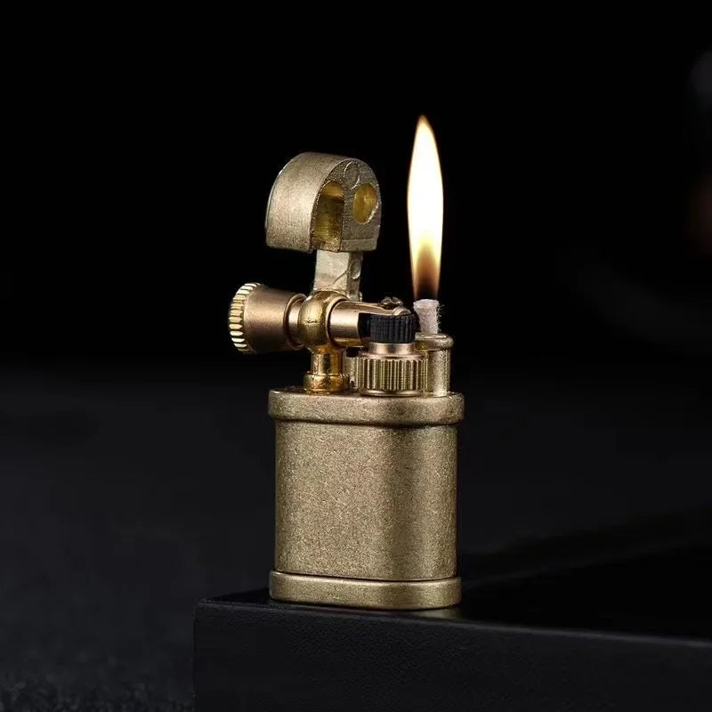 Tang Grass Vintage Flint Kerosen Lighters Flame Retro Metal Grinding Wheel Petrol  Cigarette Cool Lighters Creative Gadgets