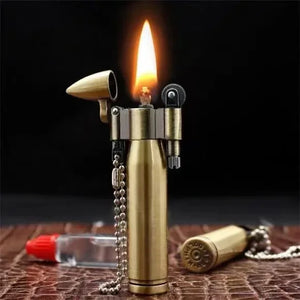 Tang Grass Vintage Flint Kerosen Lighters Flame Retro Metal Grinding Wheel Petrol  Cigarette Cool Lighters Creative Gadgets